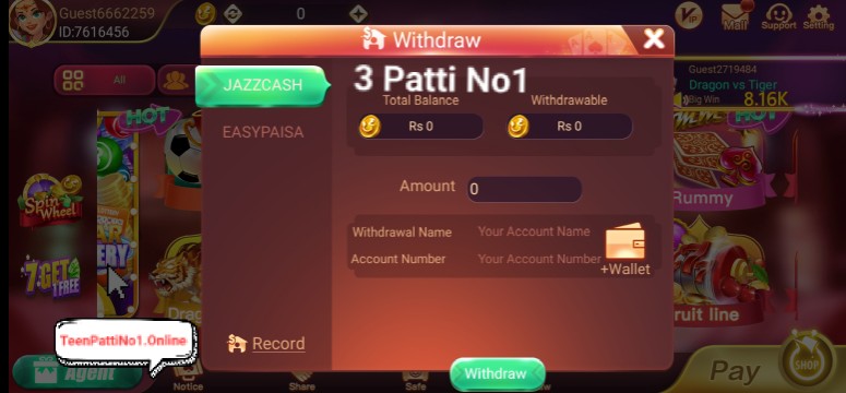 3 Patti No1 Payment Methods